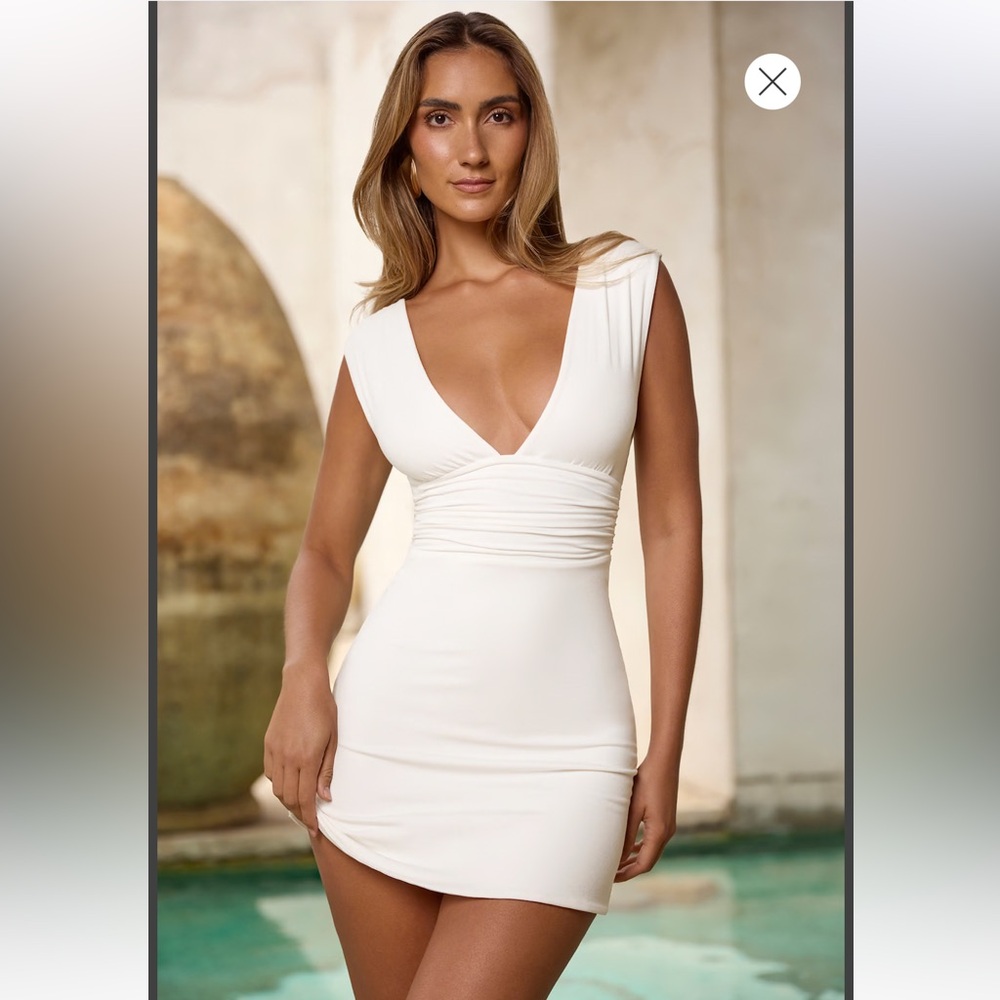 Modal Ruched A-Line Mini Dress in White size 4
